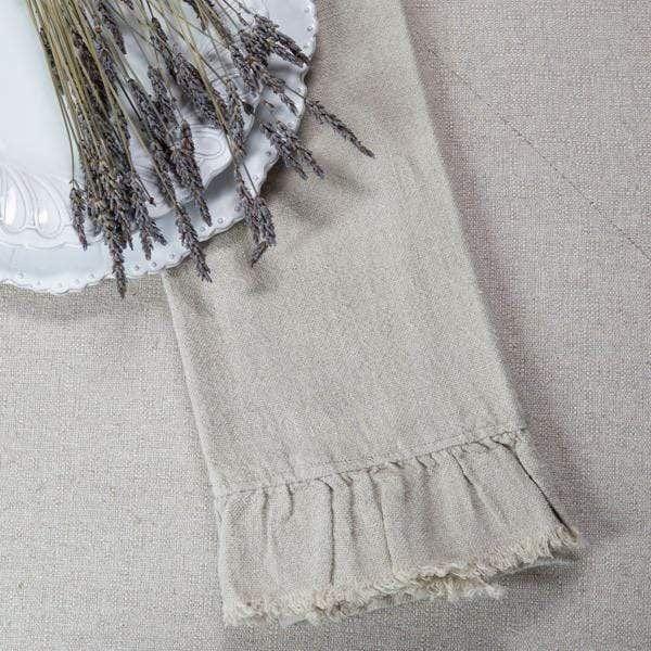 Provence Natural Ruffle &amp; Fringe Linen Towel