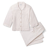 The Olivia Wide Leg Pima Pajama Set in Camel Ticking Stripe