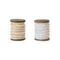 10 Yard Cotton Ribbon w/ Metallic Thread & Fringe on Wood Spool, 2 Colors