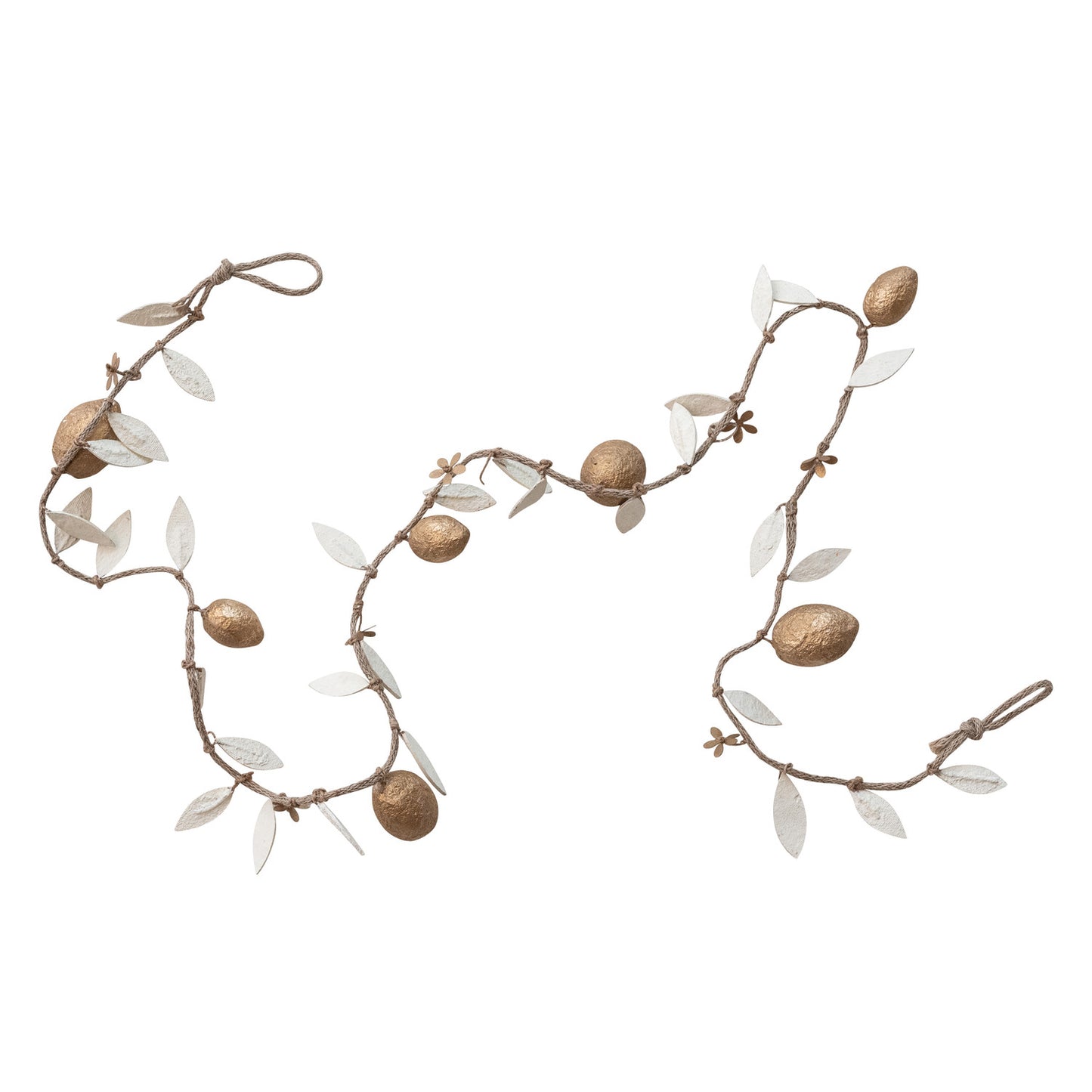 Handmade Paper Mache & Metal Garland with Jute Cord in Kraft Box