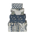Handmade Recycled Block Paper Nested Gift Boxes with Patterns, Set of 4