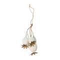 5"H Paper Mache Rose Hip Bunch Ornament, Cream Color & Gold Finish