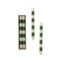 Unscented Taper Candles with Stripes in Box & Green, Set of 2 (Est. Burn Time 10 Hours)