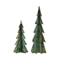 Metal Christmas Trees, Verdigris Finish, Set of 2