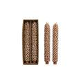 Unscented Pinecone Shaped Taper Candles in Box, Snow Finish, Wheat Color, Set of 2
